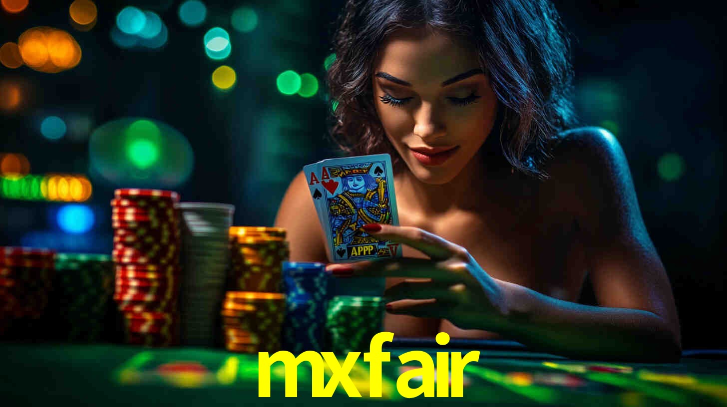 Una escena digital vívida inspirada en casino con mxfair mostrado prominentemente, luces brillantes, fichas, cartas y acentos dorados.